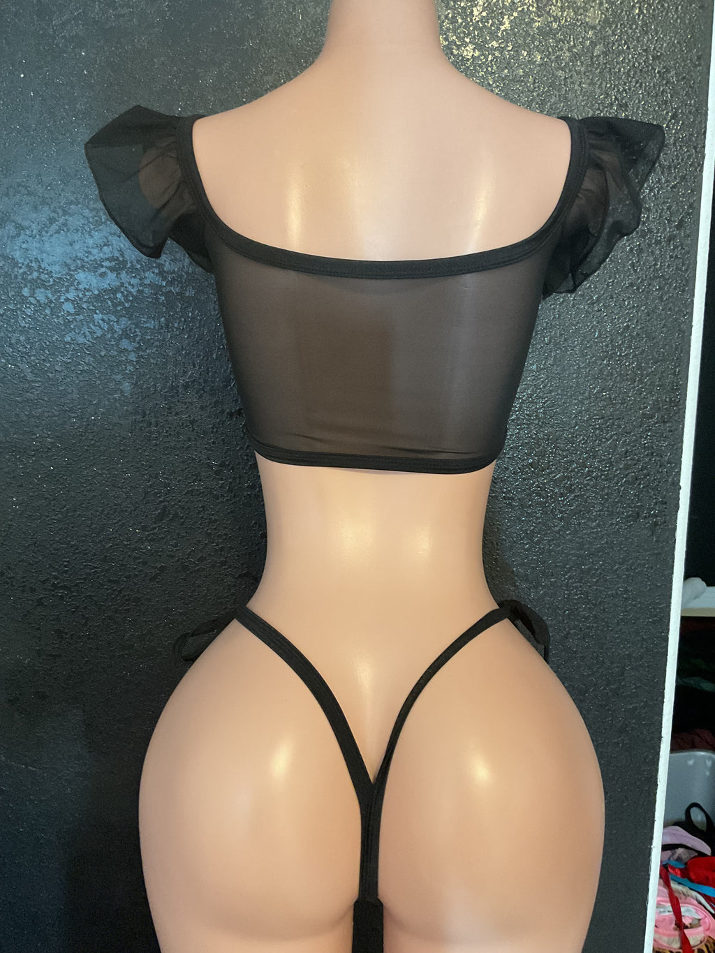 Ruffle sleeve g string set