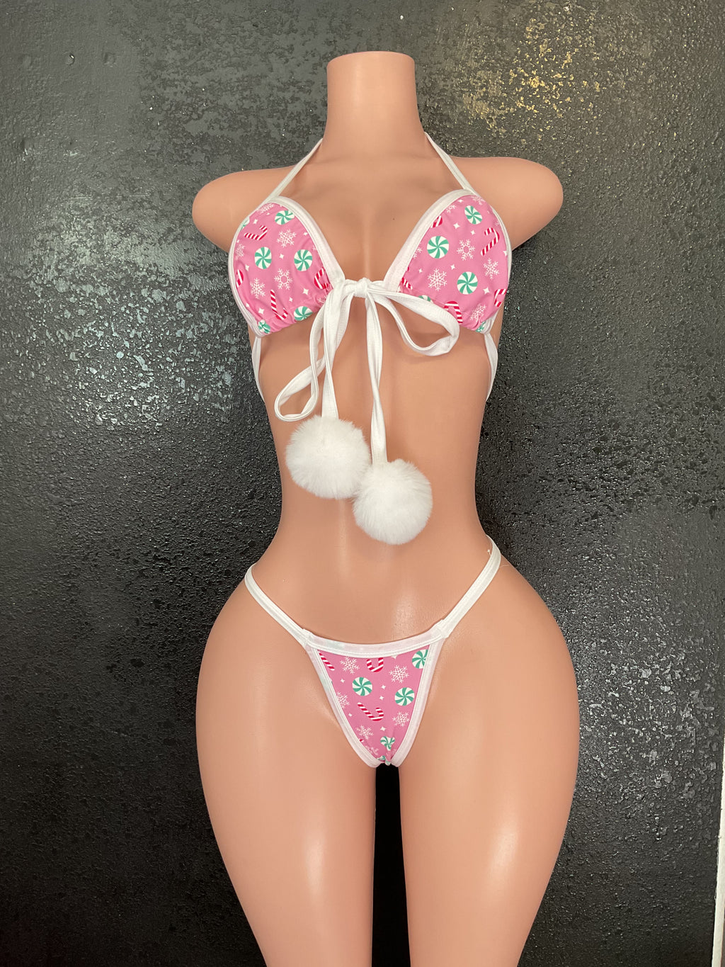 Christmas candy Pom Pom skirt set