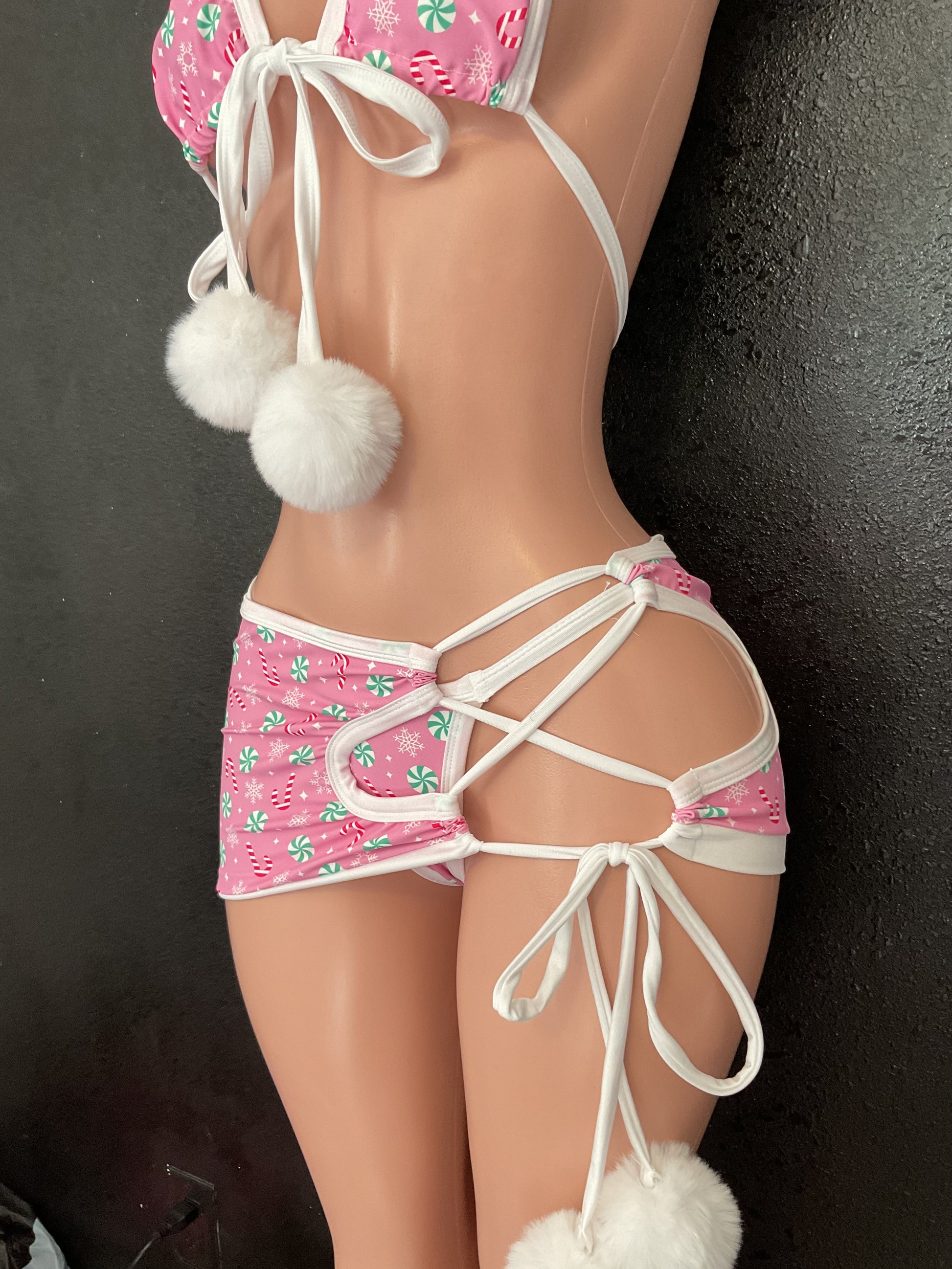 Christmas candy Pom Pom skirt set