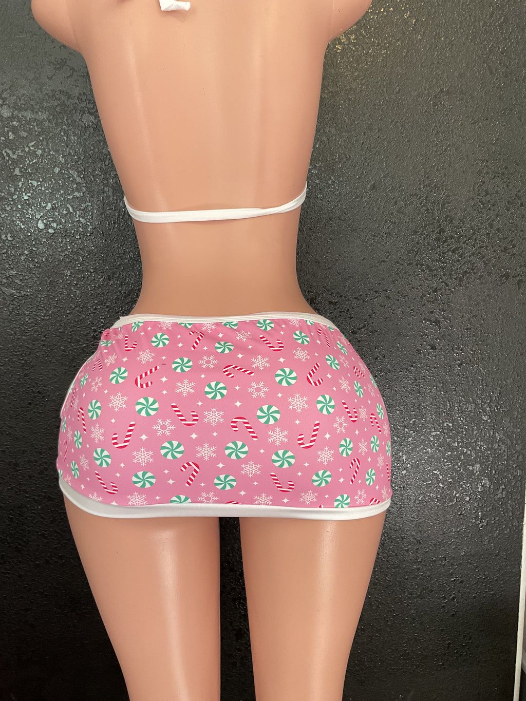 Christmas candy Pom Pom skirt set