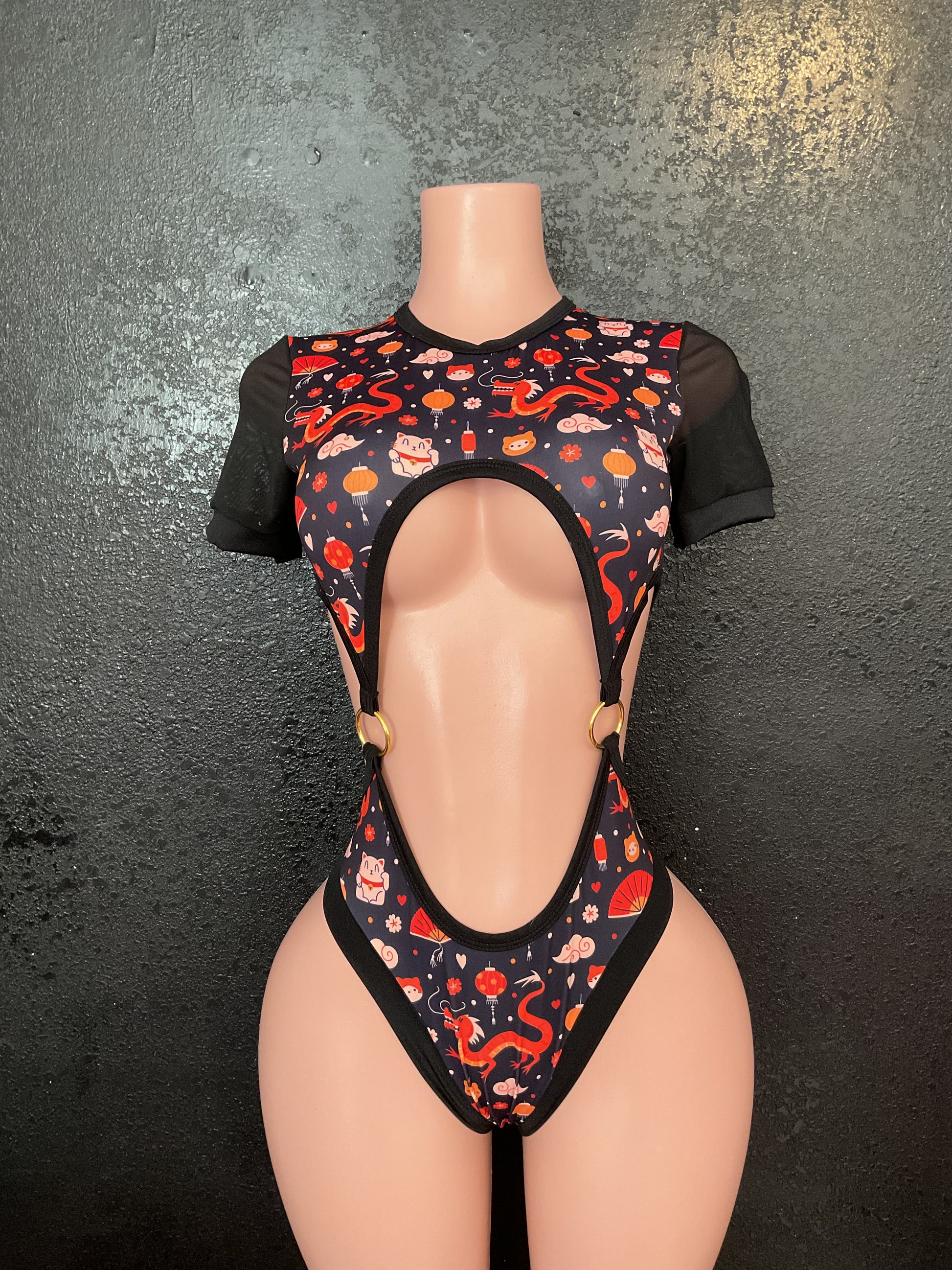 Cut out short sleeve one piece