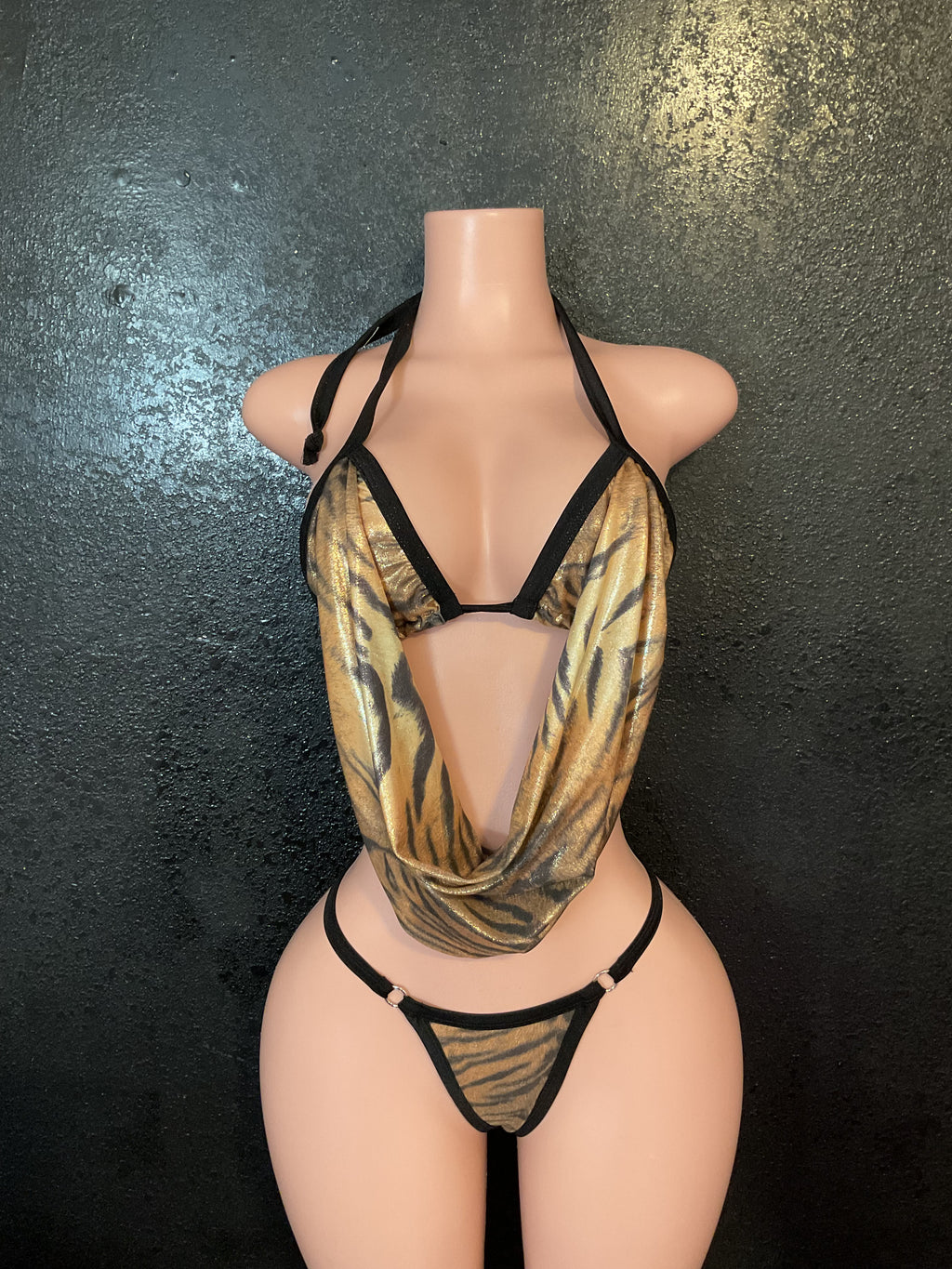 Shimmer tiger drape bikini