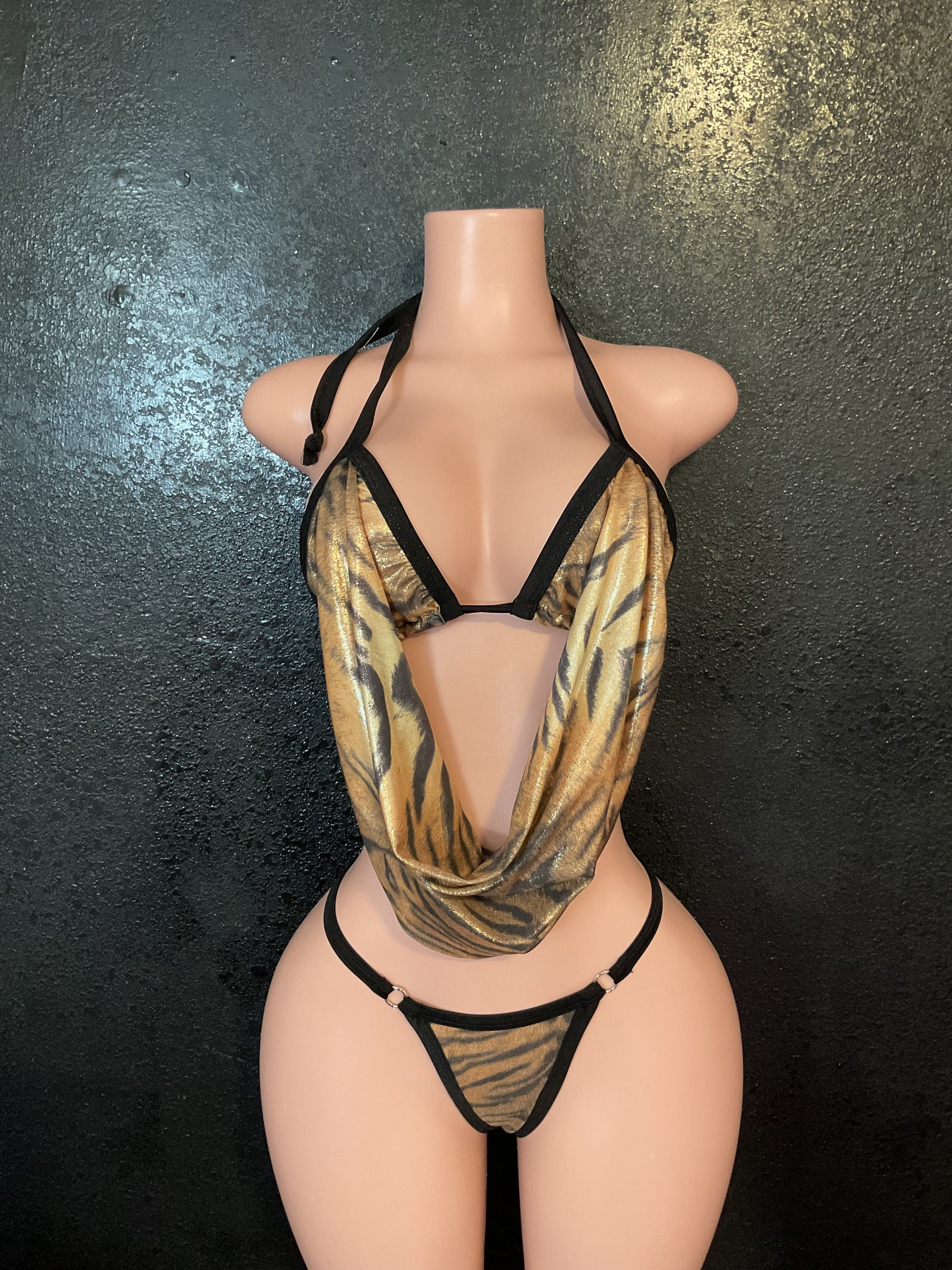 Shimmer tiger drape bikini