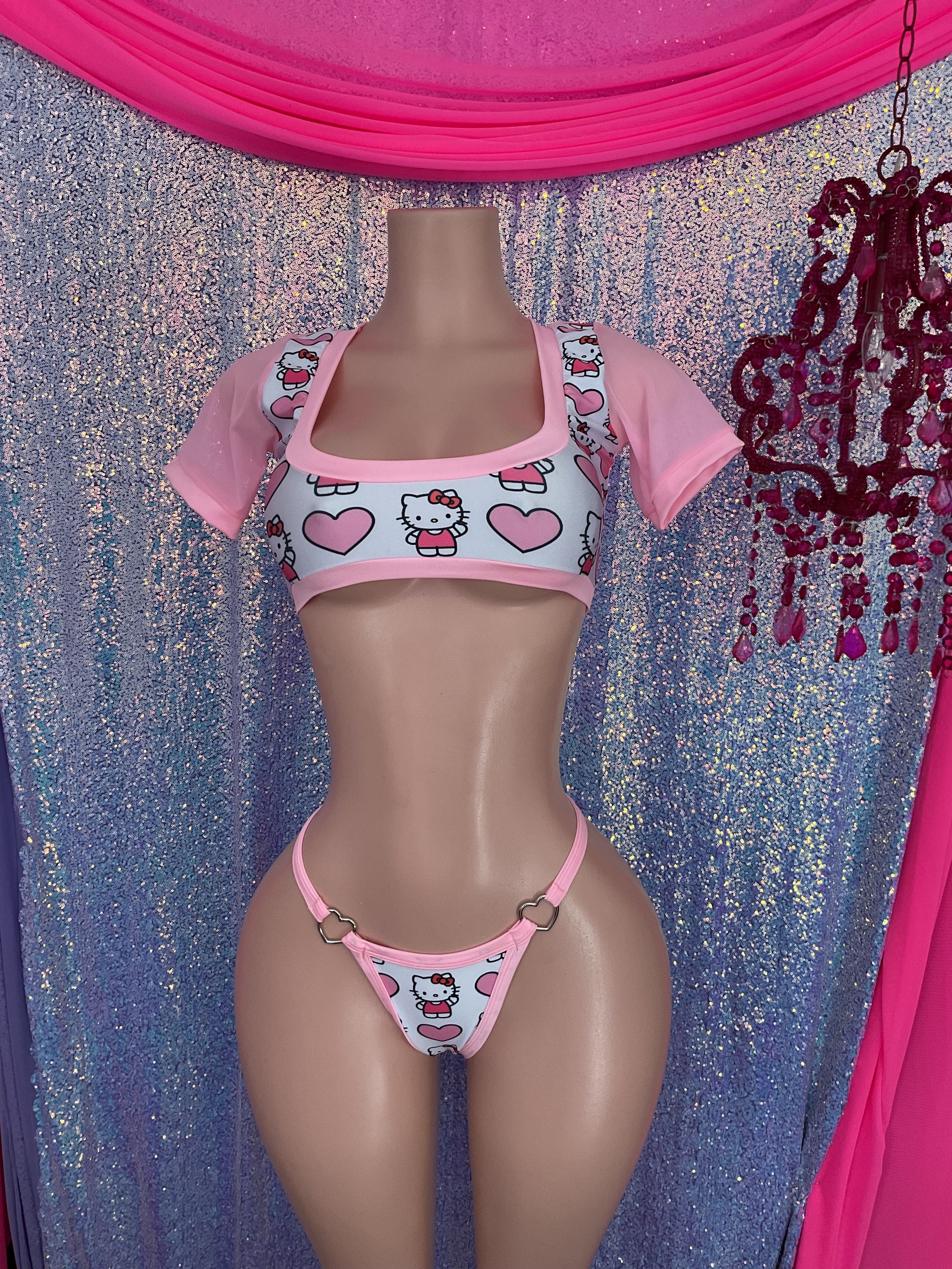 Any t crop top g string bikini