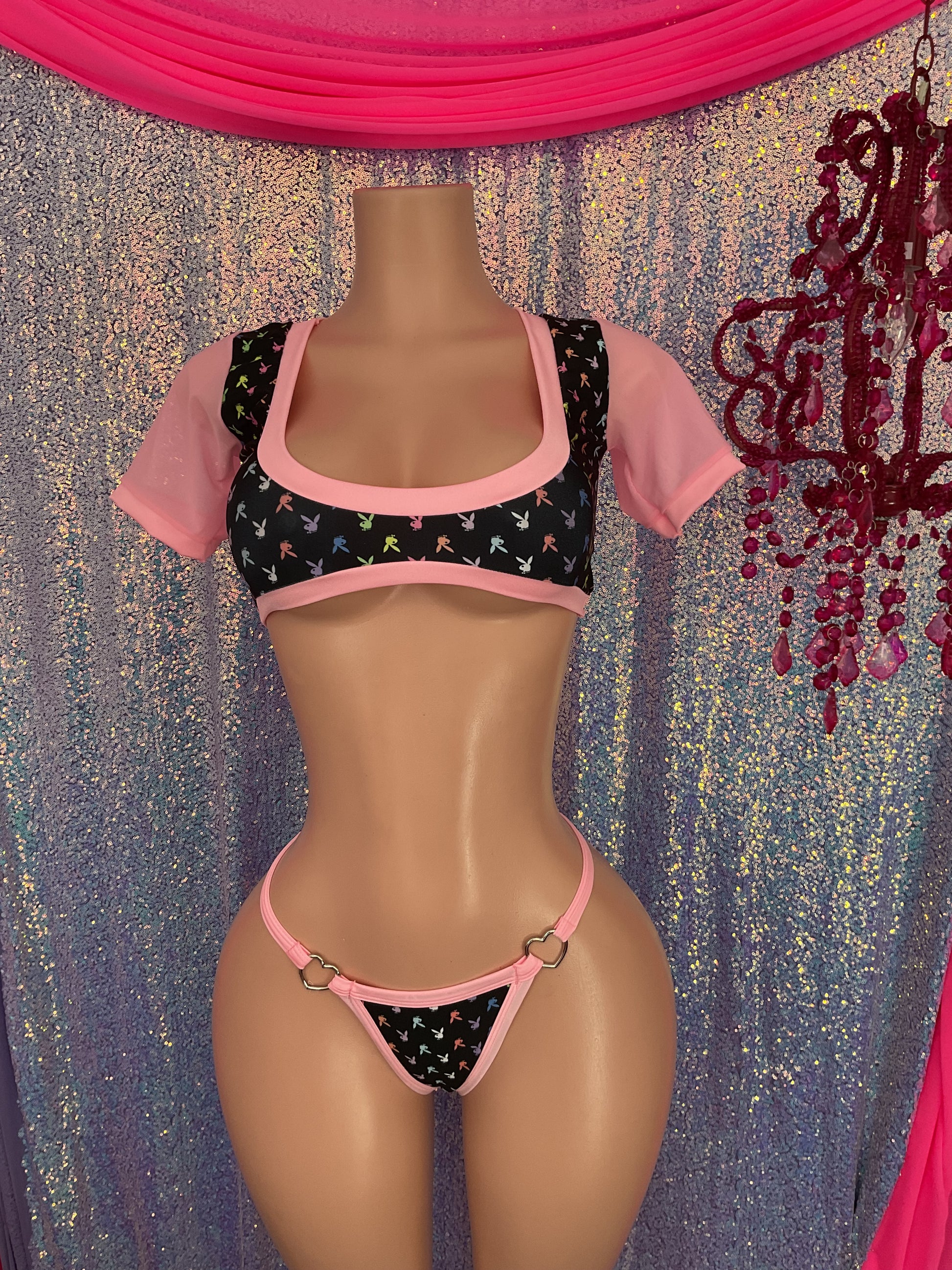 Baby t crop top g string set