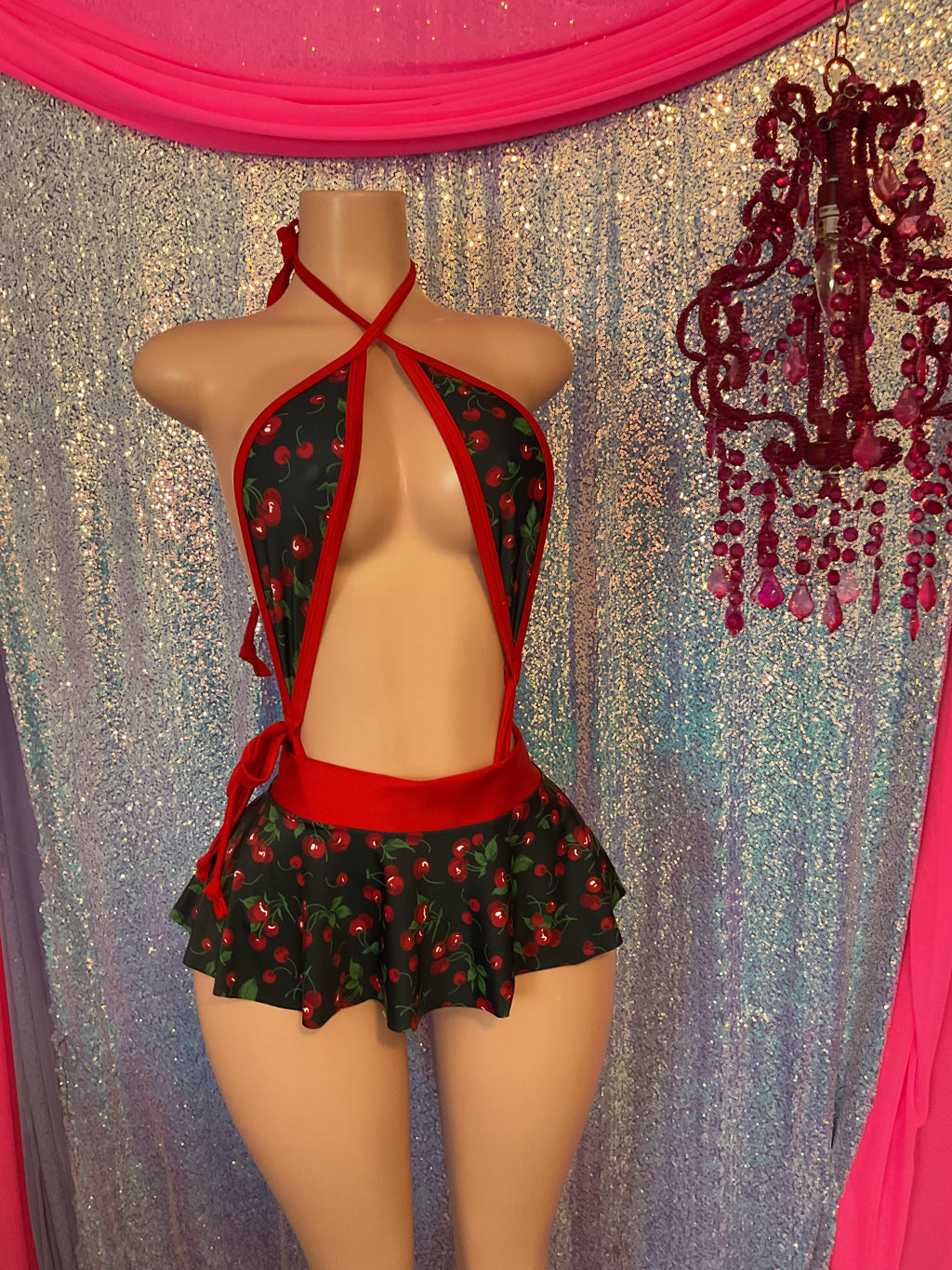 Sling skirt set cherry