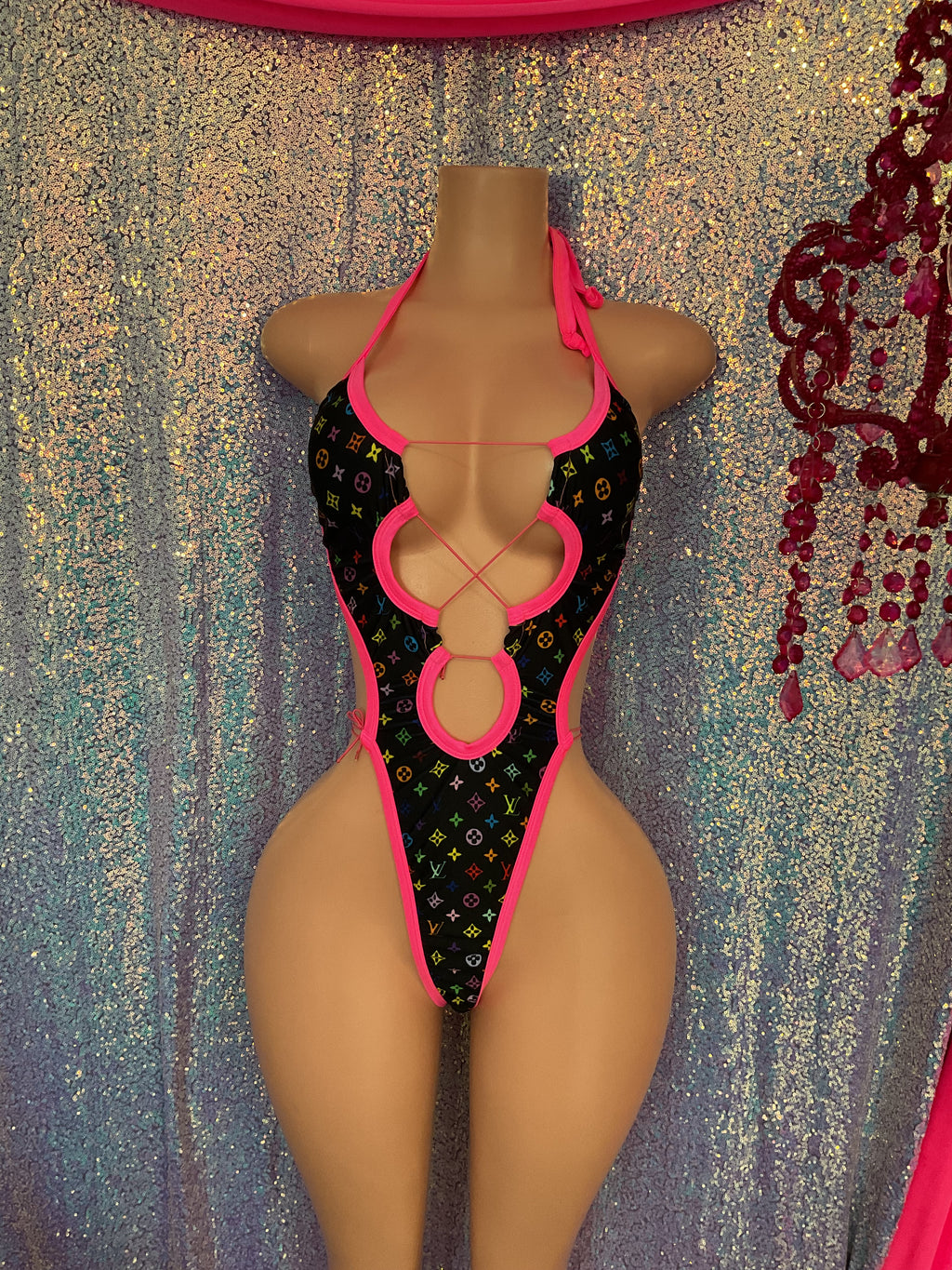 Lace up thong back one piece