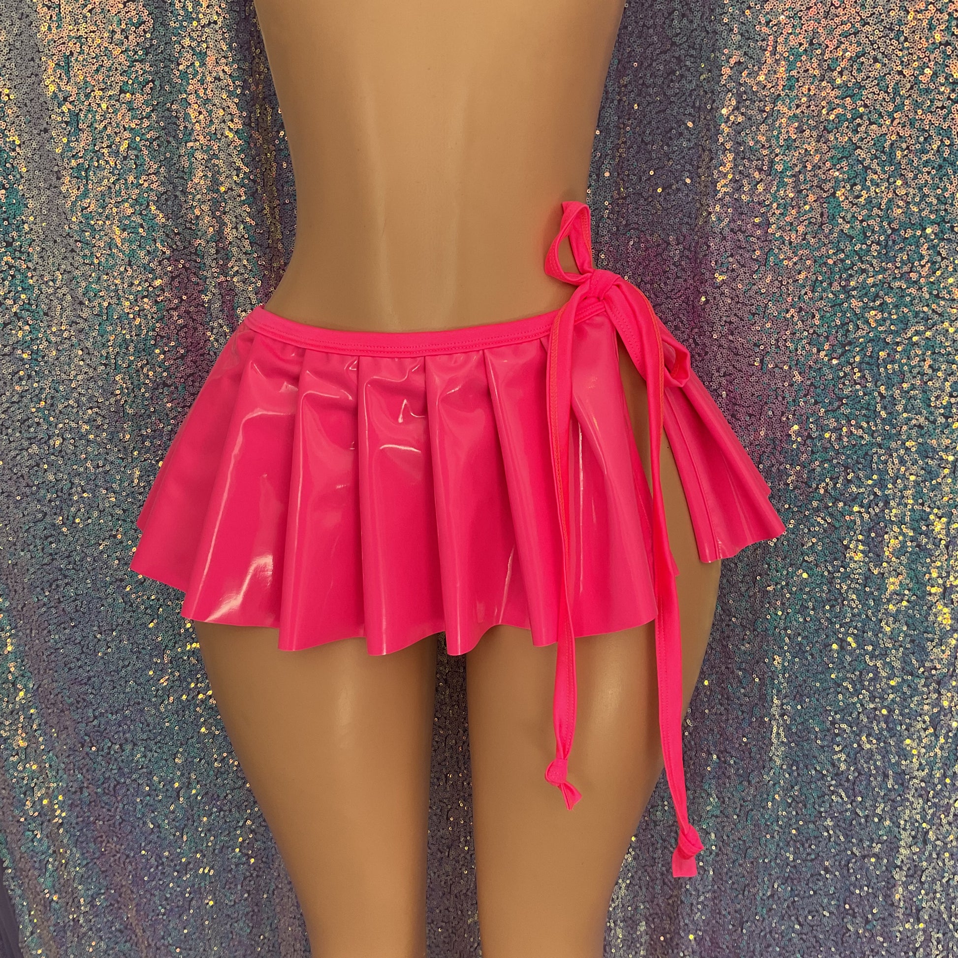 Pleated pvc skirt set