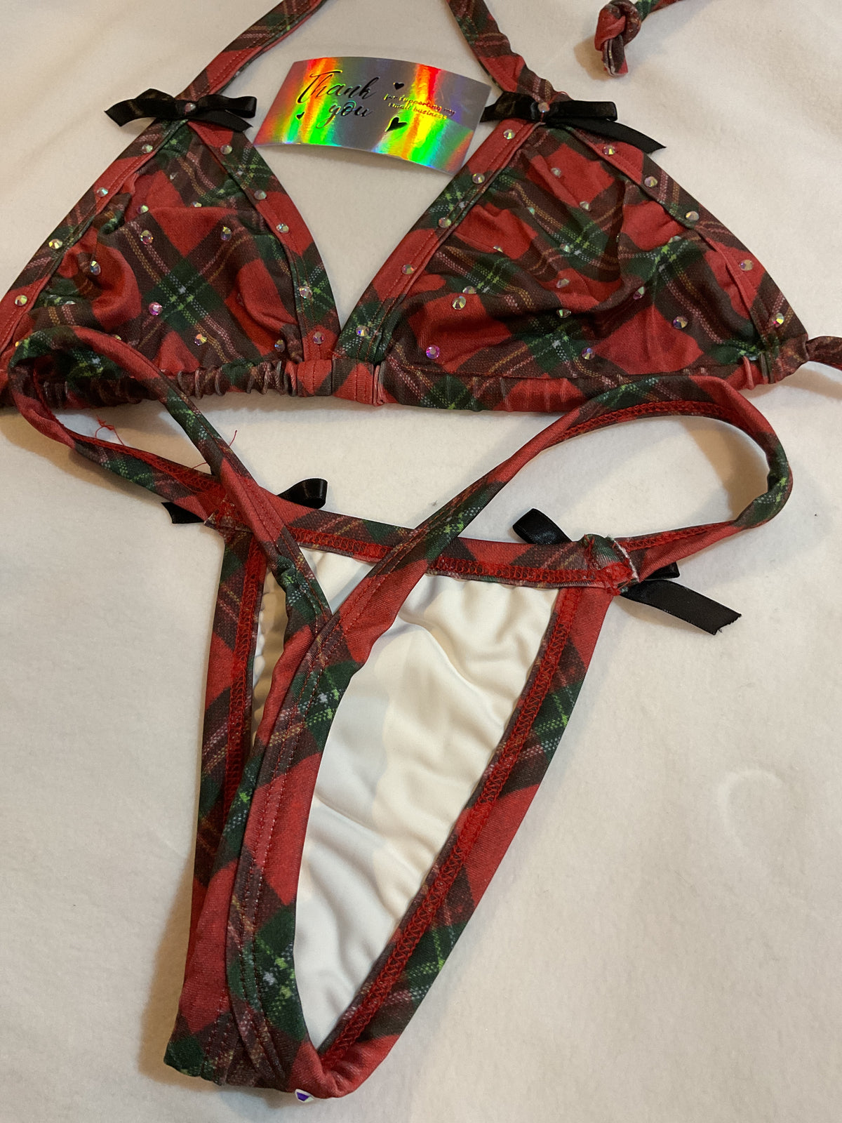 Plaid thong bikini size medium