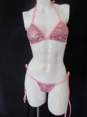 Baby pink sequin scrunch butt bikini