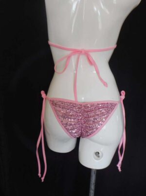 Baby pink sequin scrunch butt bikini