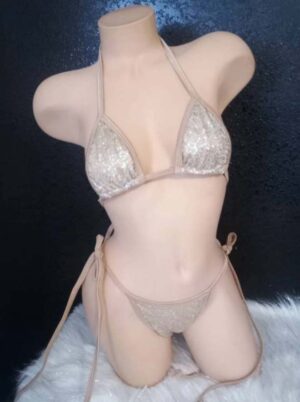 Nude sequin scrunch butt bikini