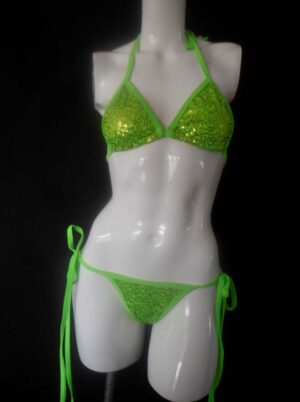 Green/gold sequin scrunch butt bikini