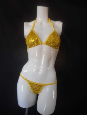 Yellow sequin g-string bikini