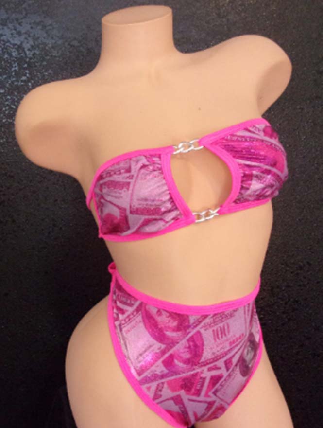 Pink money print high-waist one-piece – UltraVixen Dancewear