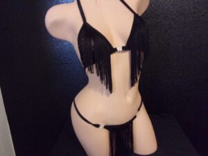 Fringed g-string bikini set
