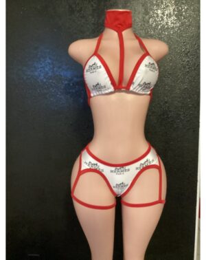 Thong bikini with attached garters
