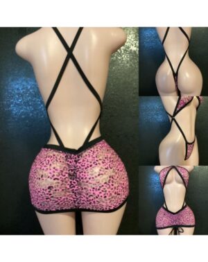 Leopard lace skirt set
