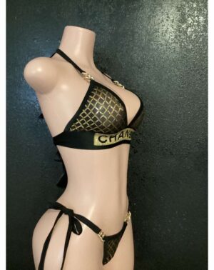 Sequin mesh bikini set
