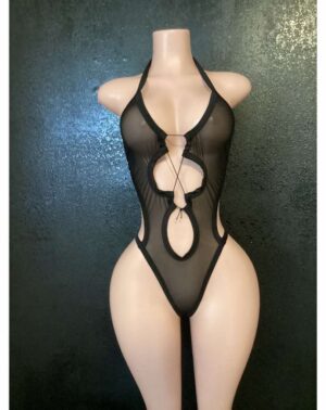 Spandex or mesh lace up one piece